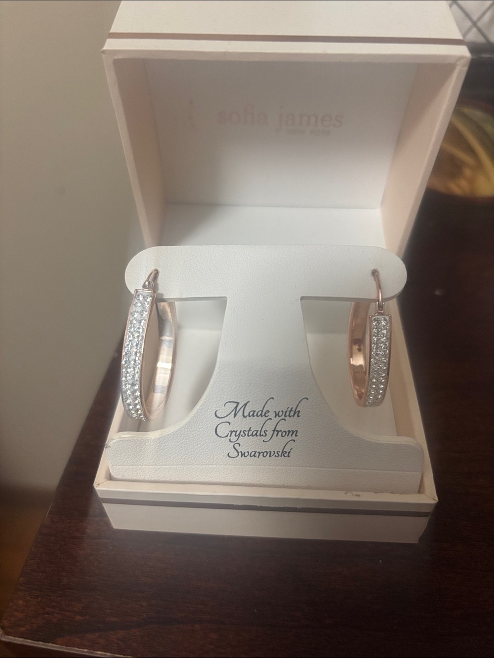 Rose Gold Hoop Earrings with Swarovski Crystals